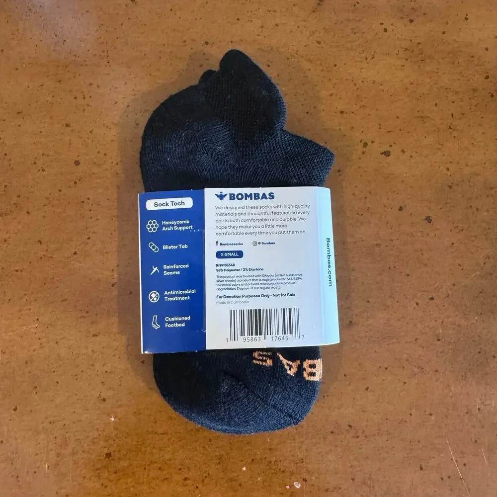Bombas Women’s Ankle Socks Black XS NWT
